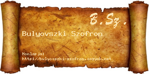 Bulyovszki Szofron névjegykártya